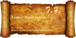 Tomko Henrietta névjegykártya